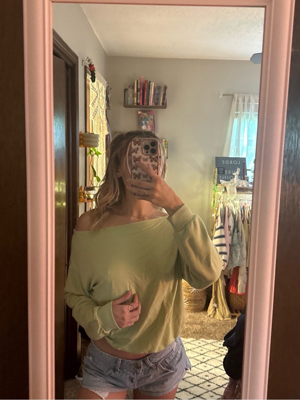 Light Green Off-Shoulder Wild Fable Women’s Sweater